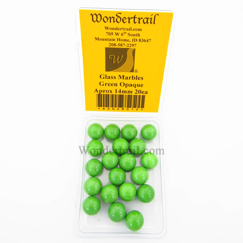 WONGM012 Green Opaque 14mm Glass Marbles Pack of 20 Main Image