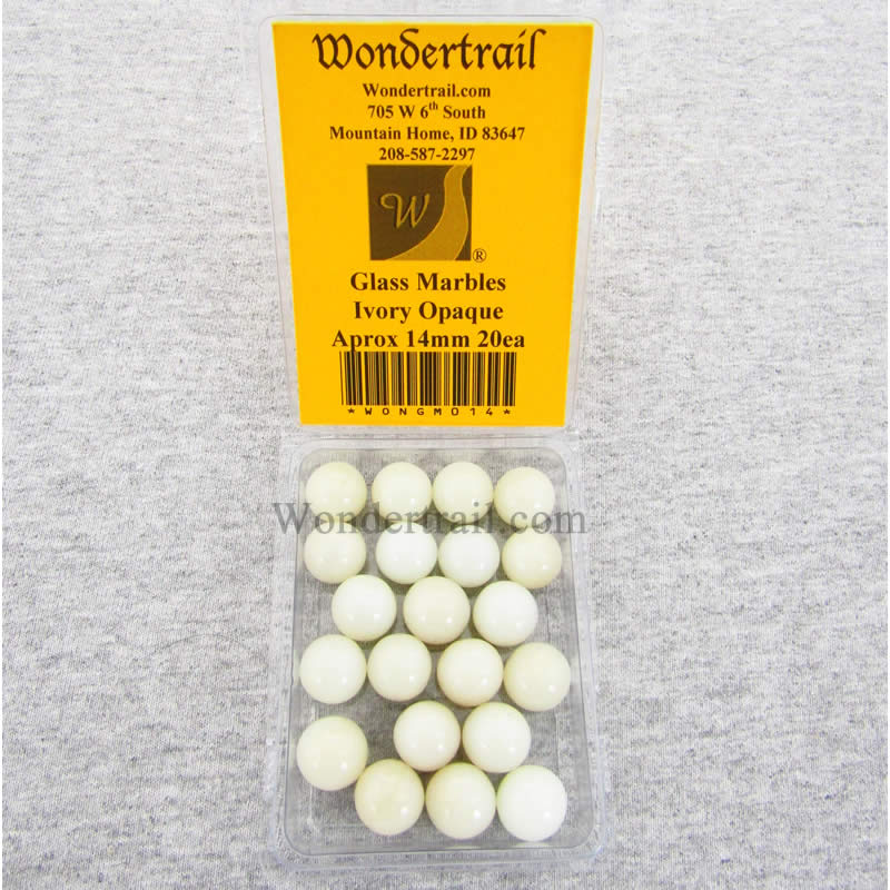 WONGM014 Ivory Opaque 14mm Glass Marbles Pack of 20 Main Image