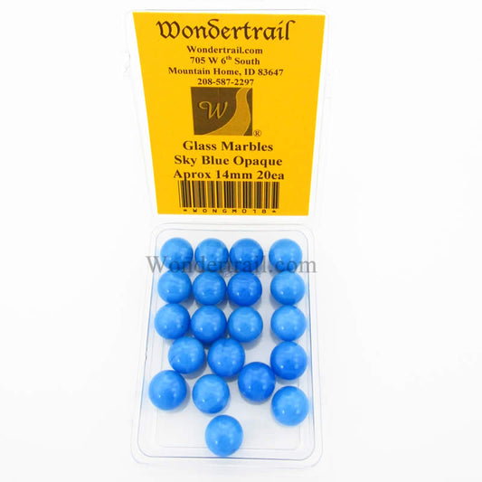 WONGM018 Sky Blue Opaque 14mm Glass Marbles Pack of 20 Main Image
