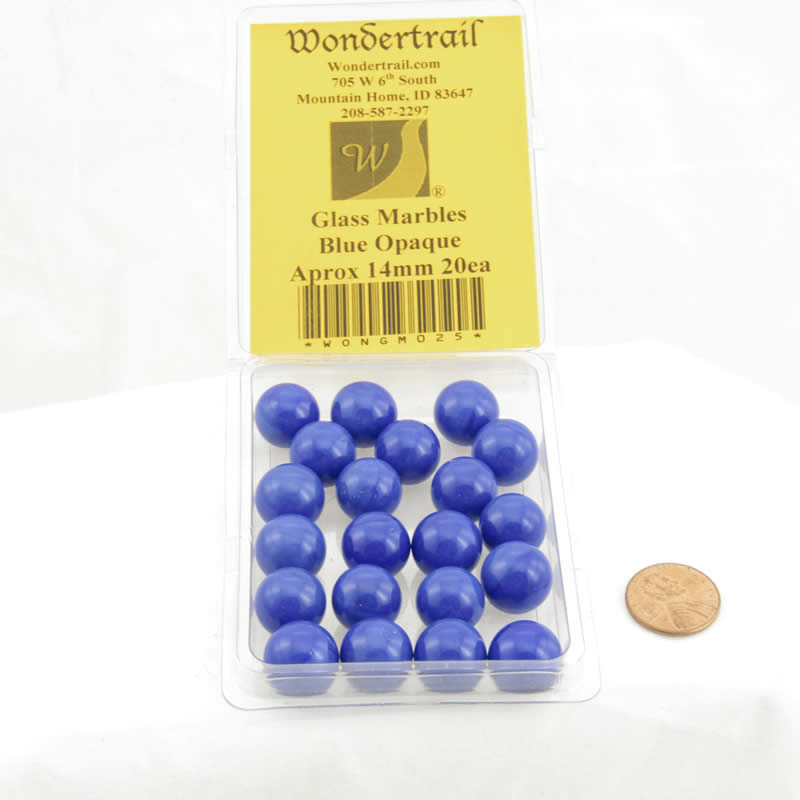 WONGM025 Blue Opaque 14mm Glass Marbles Pack of 20 2nd Image