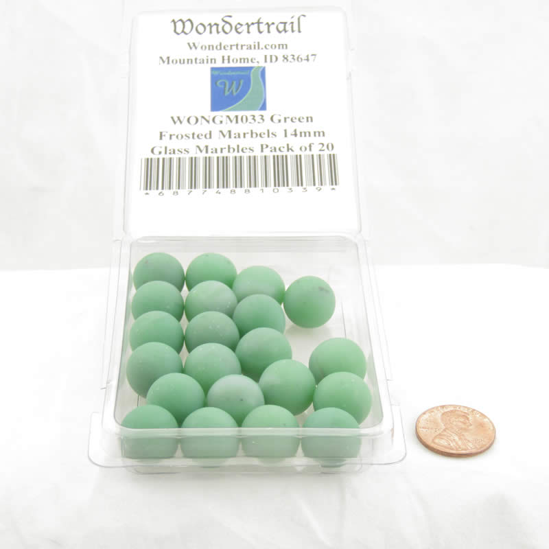 WONGM033 Green Frosted Marbels 14mm Glass Marbles Pack of 20 2nd Image