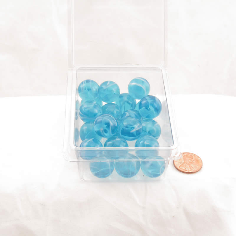 WONGM117 Windy Swirl Transparent with White Swirl 16mm Glass Marbles Pack of 20 Main Image