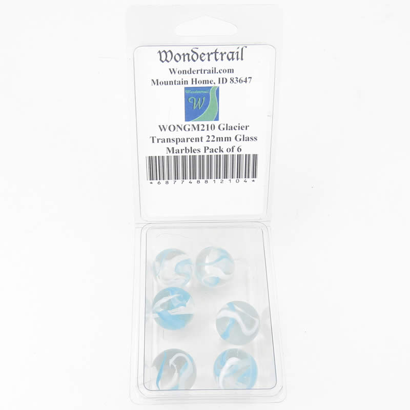 WONGM210 Glacier Transparent 22mm Glass Marbles Pack of 6 Main Image