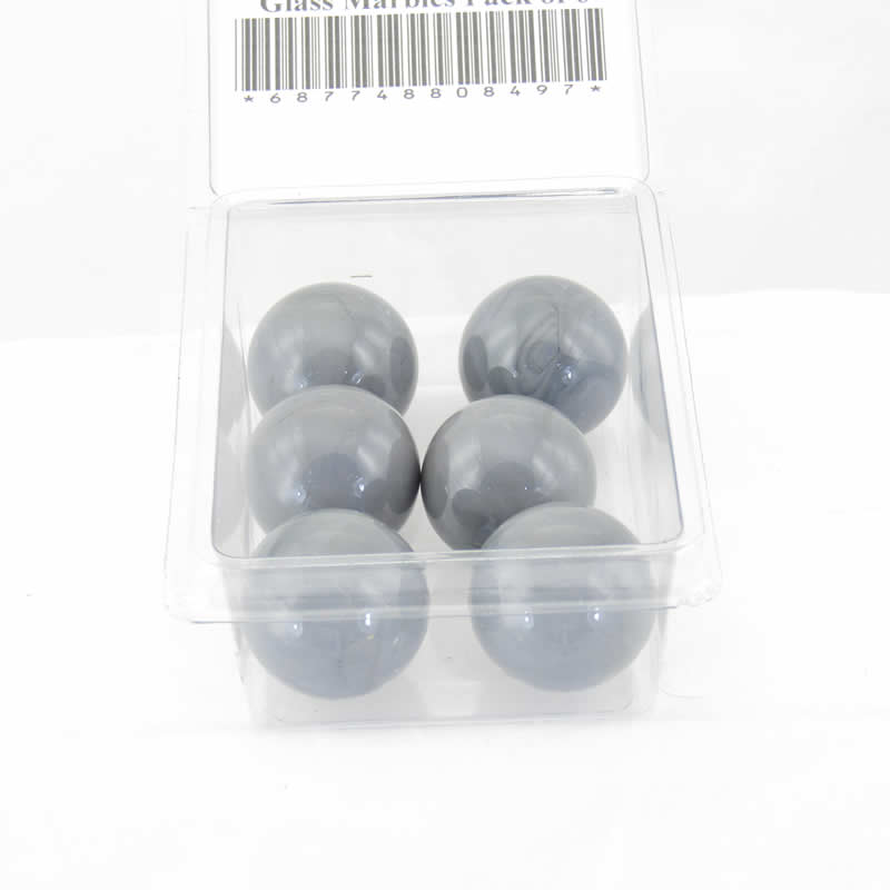WONGM252 Grey Opaque 25mm (1 Inch) Glass Marbles Pack of 6 2nd Image