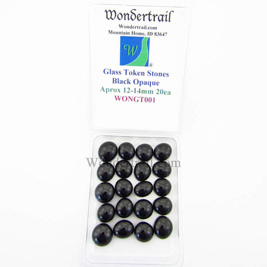 WONGT001 Black Opaque Glass Tokens 12-14mm Aprox .50in Pack of 20 Main Image