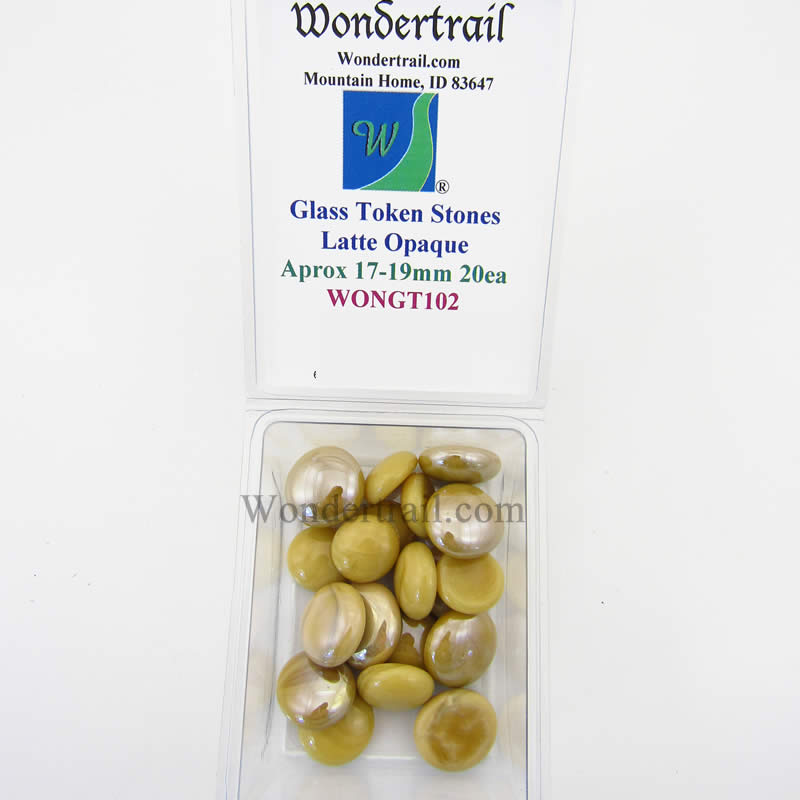 WONGT102 Latte Opaque Glass Tokens 17-19mm Aprox 23/32in Pack of 20 Main Image