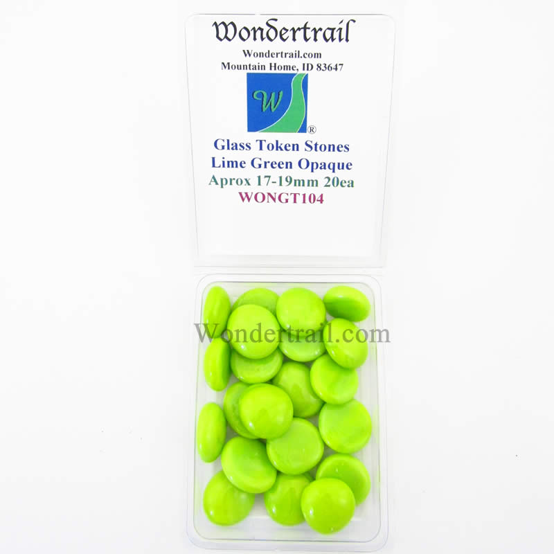 WONGT104 Lime Green Opaque Glass Tokens 17-19mm Aprox 23/32in Pack of 20 Main Image