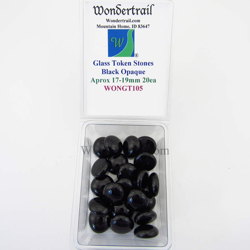WONGT105 Black Opaque Glass Tokens 17-19mm Aprox 23/32in Pack of 20 Main Image