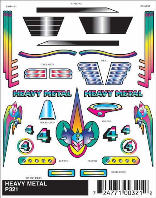 WOOP321 Heavy Metal (4in x 5in) PineCar Decals Main Image
