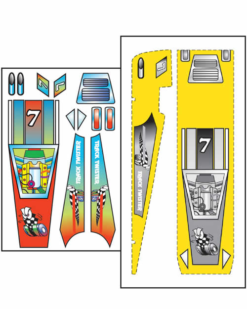 WOOP475 PineCar Track Twister Template with Decals Main Image