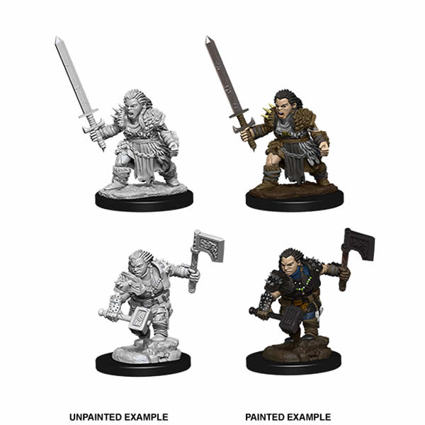 WZK73694 Female Dwarf Barbarian Pathfinder Battles Deep Cuts Miniatures Main Image