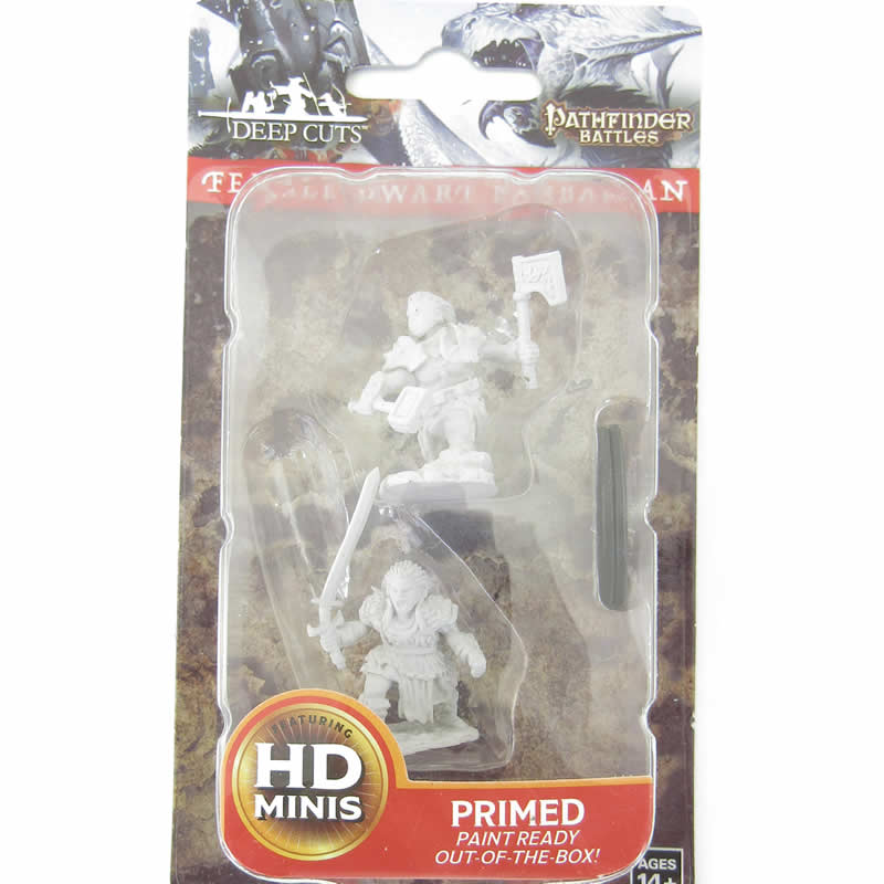WZK73694 Female Dwarf Barbarian Pathfinder Battles Deep Cuts Miniatures 2nd Image