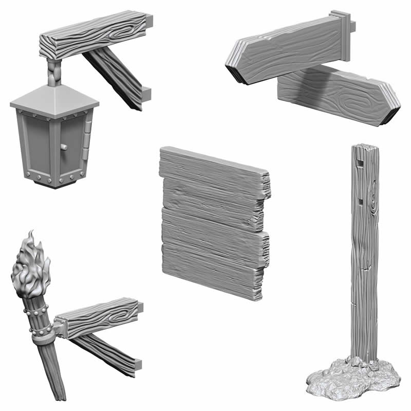 WZK73869 Signs and Lights Miniature Deep Cuts Unpainted Miniatures WizKids Main Image