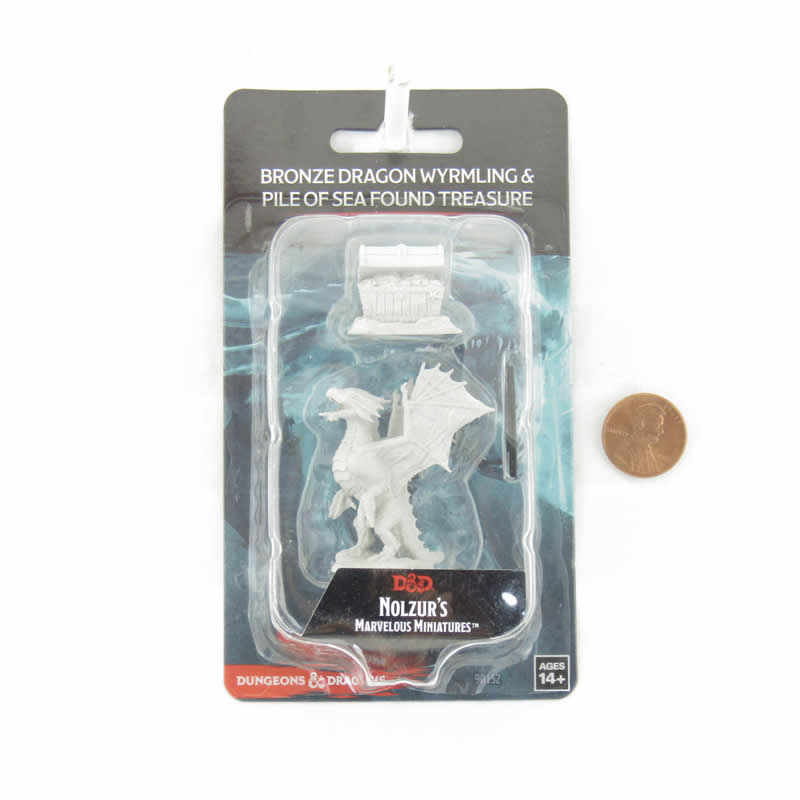WZK90152 Brozne Dragon Wyrmling and Treasure Nozurs Marvelous Miniatures D&D Unpainted Miniatures 2nd Image