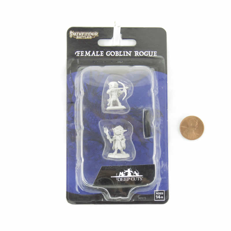 WZK90171 Goblin Rogue Female Male Miniature Pathfinder Battles Deep Cuts Unpainted Miniatures 2nd Image