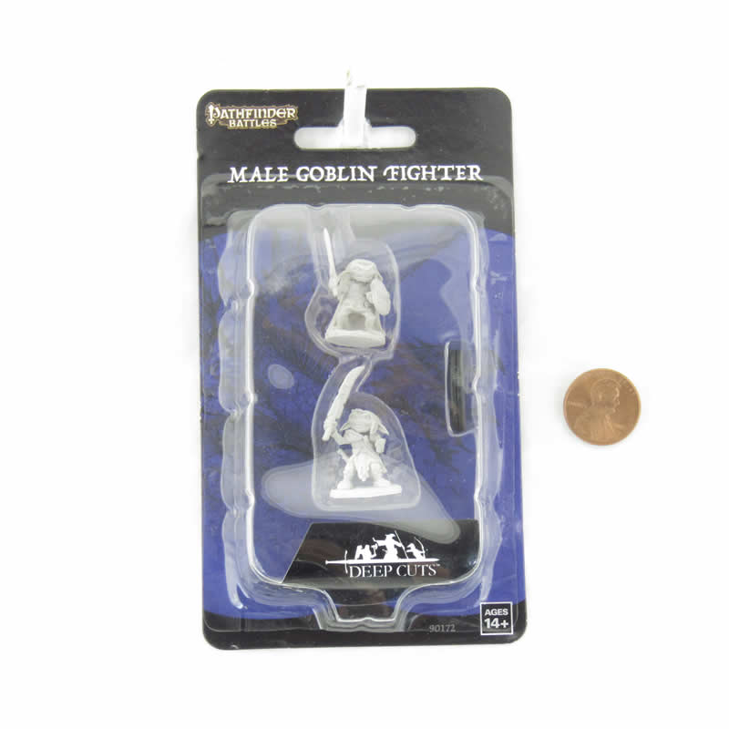 WZK90172 Goblin Fighter Male Male Miniature Pathfinder Battles Deep Cuts Unpainted Miniatures 2nd Image
