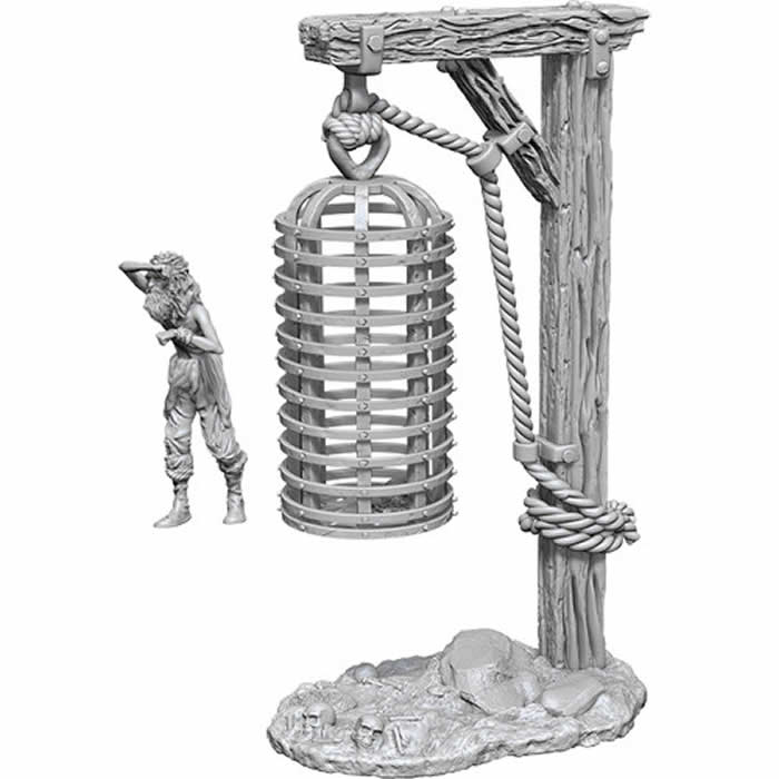 WZK90211 Hanging Cage Miniature Accessories Deep Cuts Unpainted Miniatures Main Image