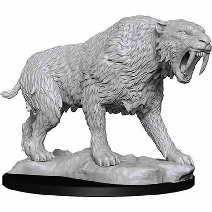 WZK90272 Saber-Toothed Tiger Miniature Figure Accessories Deep Cuts Unpainted Miniatures WizKids Main Image