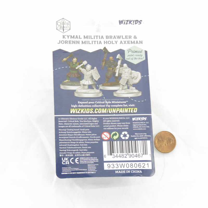 WZK90467 Kymal Militia Brawler and Jorenn Militia Holy Axeman Unpainted Miniatures Critical Role Series Figures 3rd Image