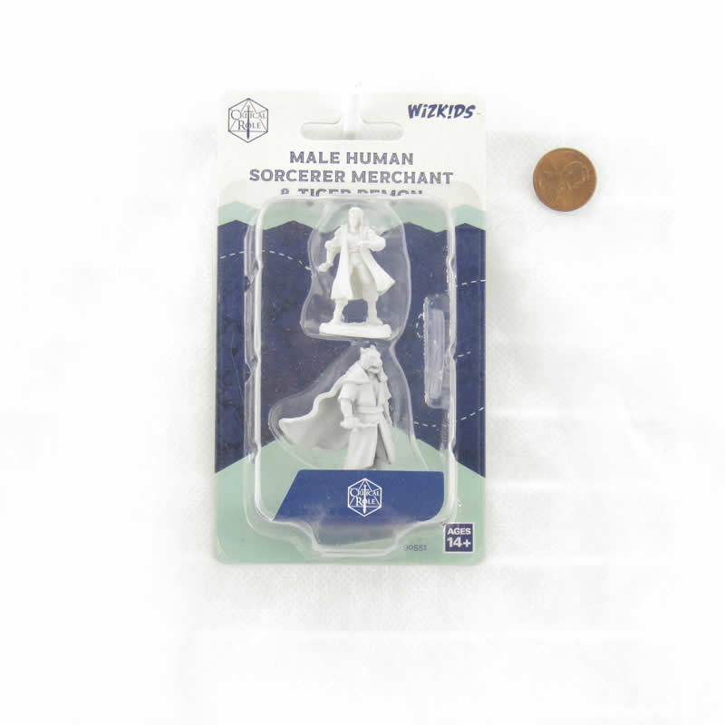 WZK90551 Human Sorcerer Merchant and Tiger Demon Unpainted Miniatures Critical Role Series Figures