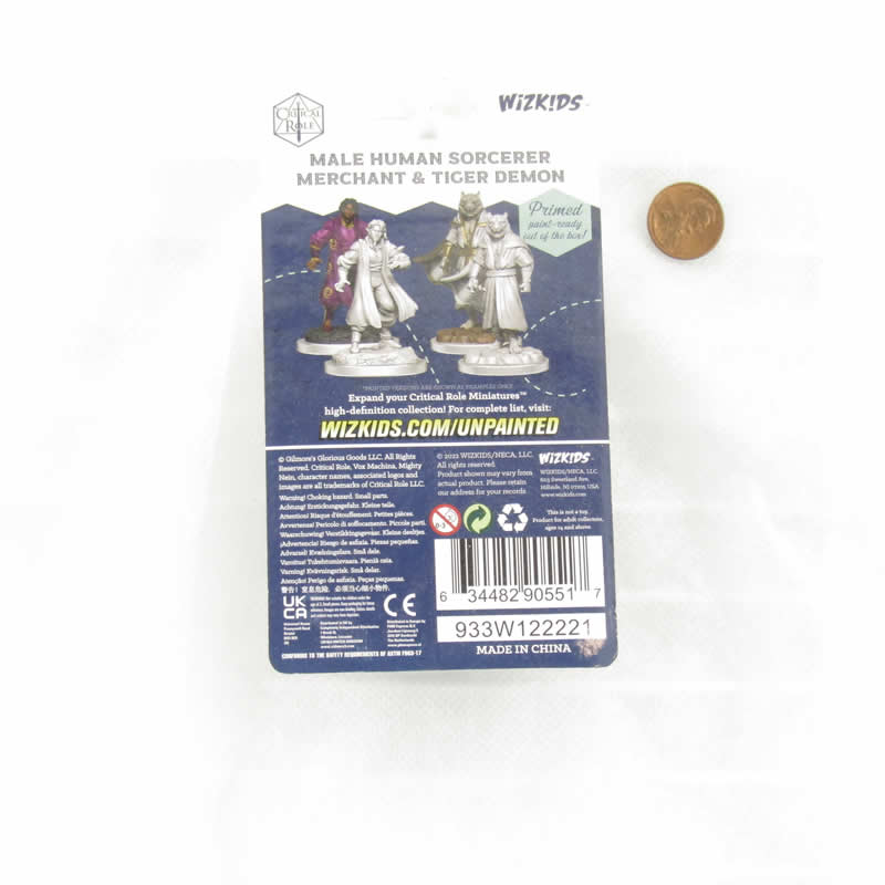 WZK90551 Human Sorcerer Merchant and Tiger Demon Unpainted Miniatures Critical Role Series Figures