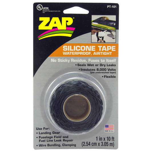ZAPPT101 Zap Silicone Tape 1inX10ft Black Zap Adhesives Main Image