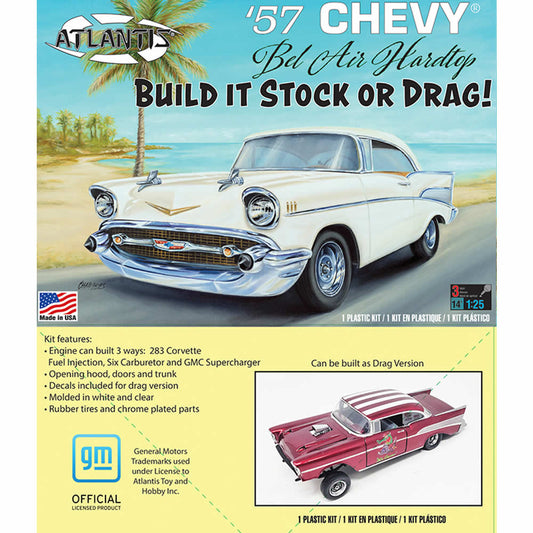 ATMH1371 1957 Chevy Bel Air Hardtop 1/25 Scale Plastic Model Kit Atlantis