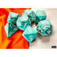 CHX22403 Oxi-Copper Marble Mega-Hedral Dice with White Colored Numbers 20mm (25/32in) Set of 7 Dice
