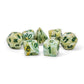 CHX22409 Green Marble Mega-Hedral Dice with Dark Green Colored Numbers 20mm (25/32in) Set of 7