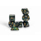 CHX22415 Jade Scarab Mega-Hedral Dice with Gold Colored Numbers 20mm (25/32in) Set of 7