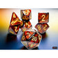 CHX22419 Blue Blood Scarab Mega-Hedral Dice with Gold Colored Numbers 20mm (25/32in) Set of 7 Dice