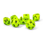 CHX22430 Bright Green Vortex Mega-Hedral Dice with Black Colored Numbers 20mm (25/32in) Set of 7