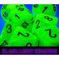 CHX22430 Bright Green Vortex Mega-Hedral Dice with Black Colored Numbers 20mm (25/32in) Set of 7