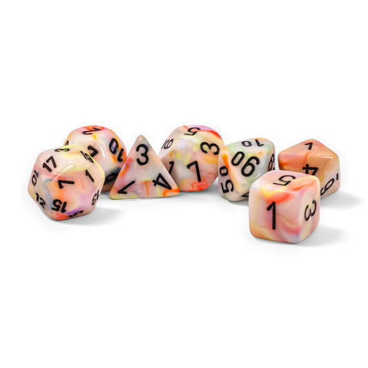 CHX22442 Circus Festive Mega-Hedral Dice with Black Colored Numbers 20mm (25/32in) Set of 7