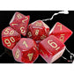 CHX22504 Ruby Glitter Mega-Hedral Dice with Gold Colored Numbers 20mm (25/32in) Set of 7 Dice