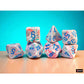 CHX22544 Pop Art Festive Mega-Hedral Dice with Blue Colored Numbers 20mm (25/32in) Set of 7 Dice