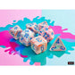 CHX22544 Pop Art Festive Mega-Hedral Dice with Blue Colored Numbers 20mm (25/32in) Set of 7 Dice
