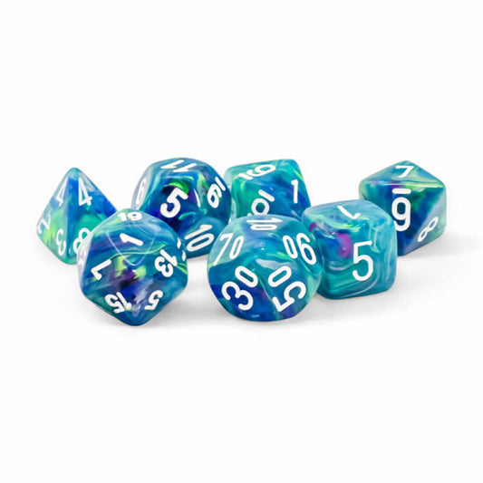 CHX22546 Waterlily Festive Mega-Hedral Dice with White Colored Numbers 20mm (25/32in) Set of 7