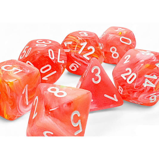 CHX22553 Dahlia Festive Mega-Hedral Dice with White Colored Numbers 20mm (25/32in) Set of 7 Dice