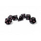 CHX25448 Black Opaque Dice with Pink Numbers 16mm (5/8in) Set of 7 Dice