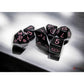 CHX25448 Black Opaque Dice with Pink Numbers 16mm (5/8in) Set of 7 Dice