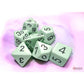 CHX25465 Green Pastel Dice with Black Numbers 16mm (5/8in) Set of 7 Dice