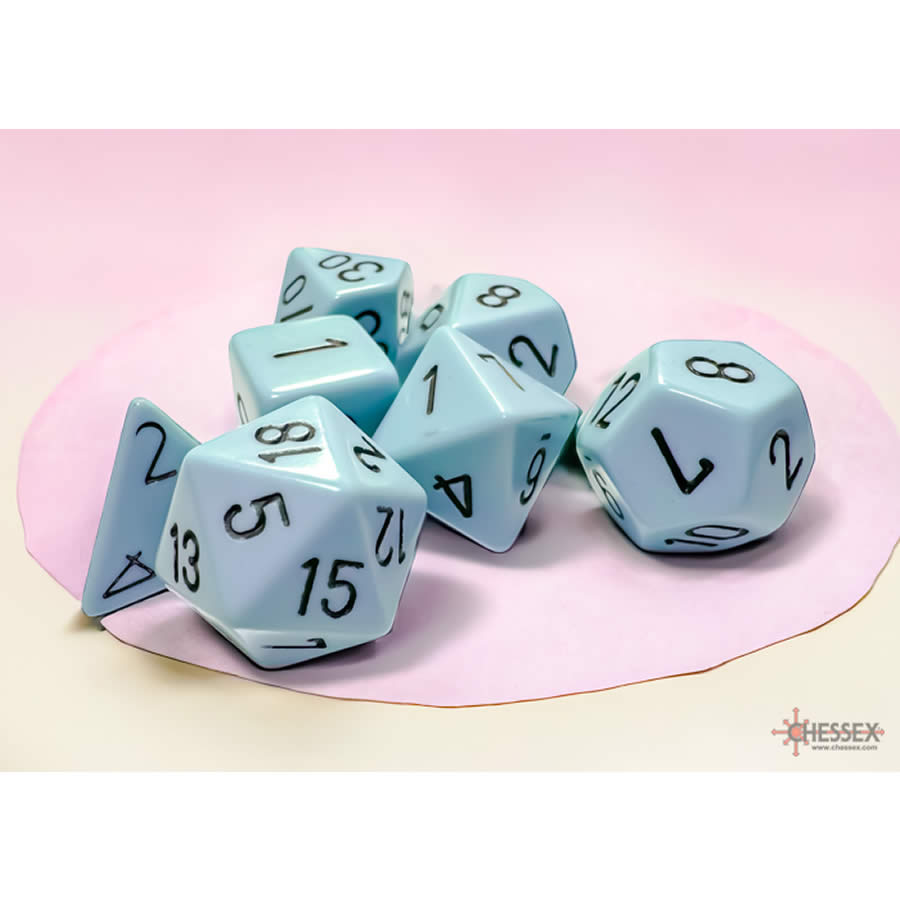 CHX25466 Blue Pastel Dice with Black Numbers 16mm (5/8in) Set of 7 Dice