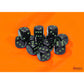 CHX25658 Black Opaque D6 Dice with Green Pips 16mm (5/8in) Pack of 12 Dice