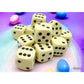 CHX25662 Yellow Pastel D6 Dice with Black Pips 16mm (5/8in) Pack of 12 Dice
