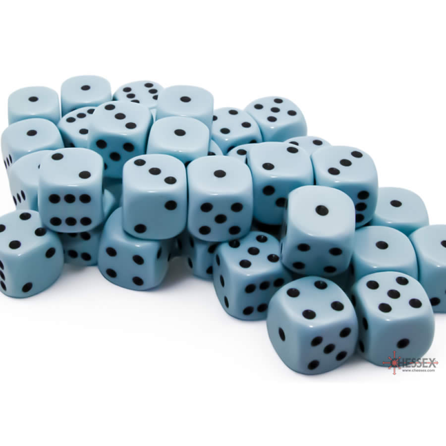 CHX25866 Blue Pastel D6 Dice with Black Pips 12mm (1/2in) Pack of 36 Dice