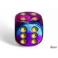 CHX26649 Purple and Teal Gemini Dice with Gold Pips D6 16mm (5/8in) Pack of 12 Dice