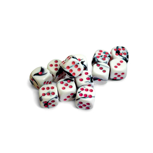 CHX26669 Black and White Gemini Dice with Pink Colored Pips D6 16mm (5/8in) Pack of 12