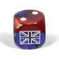 CHX29064 Blue-Red Gemini Great Britain War Dice with White Pips 16mm (5/8in) Pack of 12