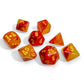 CHX30051 Gemini Gellow and Red with Yellow Numbers Luminary 7+1 Dice Set 16mm (5/8in)